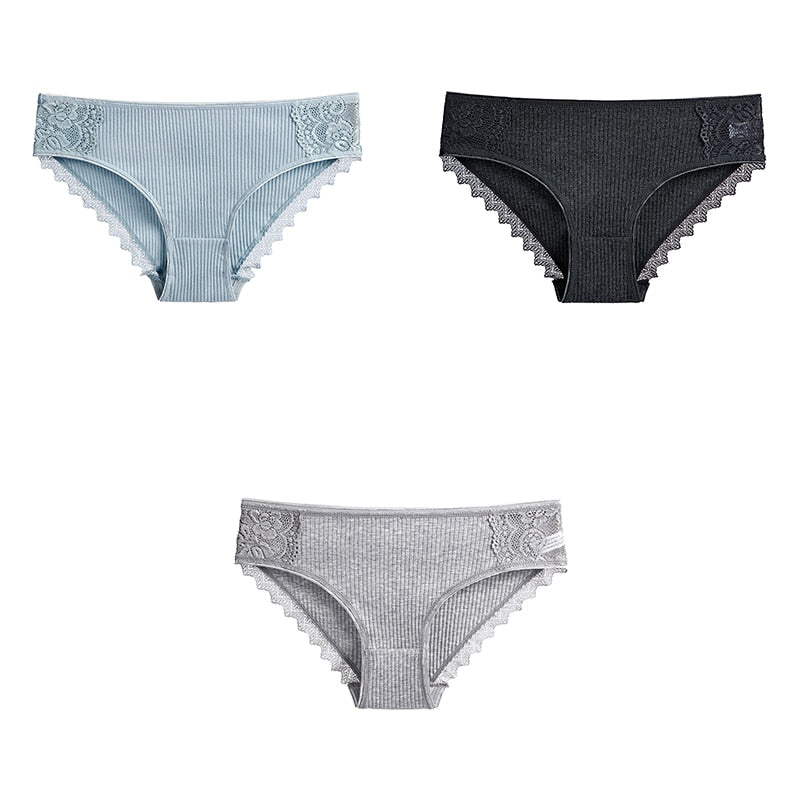 3 Pcs Cotton Women&#39;s Panties Lace Underwear High Quality Soft Breathable Female Briefs Underwear For Woman Lingerie New BANNIROU